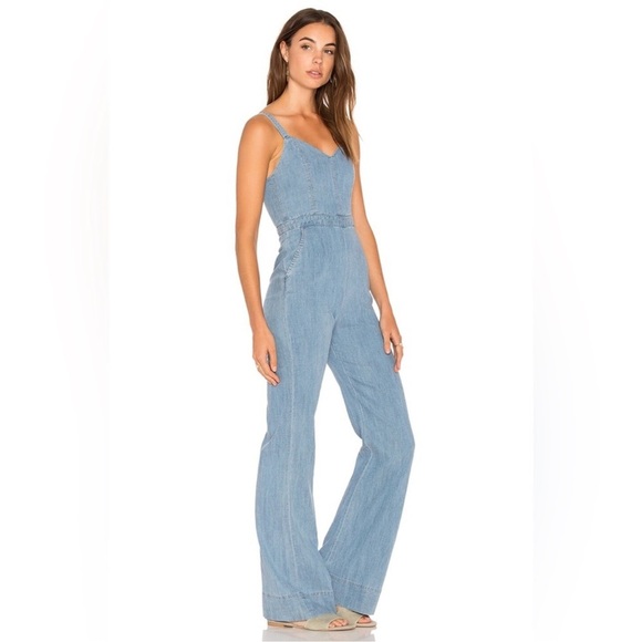 Alice + Olivia Chambray Sleeveless Jumpsuit Size 0 - Picture 1 of 13